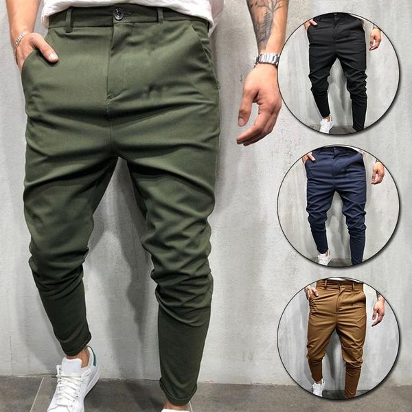 

men's pants trousers in spring and autumn straight for casual sports full length zip-up, Black
