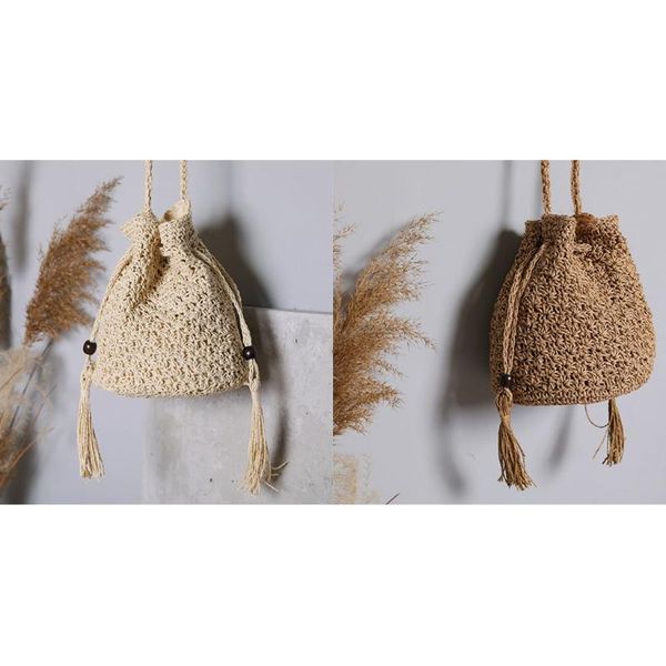 

evening bags women fashion weave shoulder bag summer beach vacation crossbody bucket vintage handbag purse