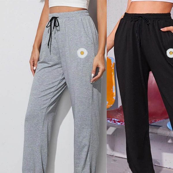 

sweat solid color easy womens capri high waist leisure time sweatpants hip hop print trousers cotton hippie g30, Black;white