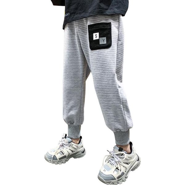

trousers boys' casual spring and autumn dress thin 2021 children's striped korean edition, Blue