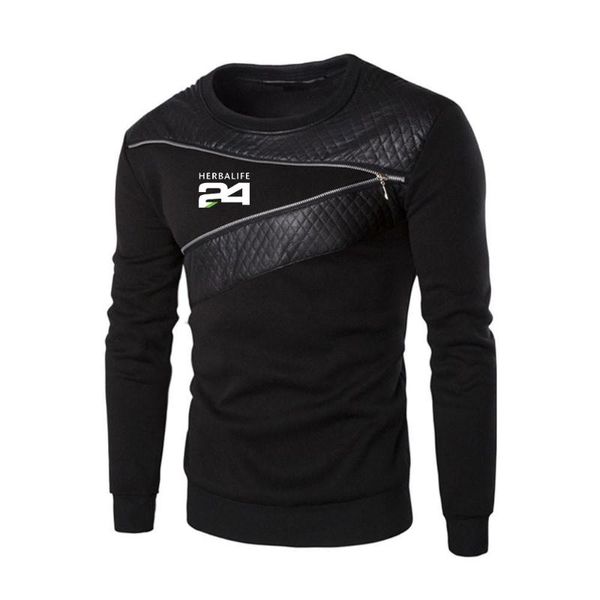 

men's hoodies & sweatshirts 2021 fall herbalife 24 logo patchwork fashion all-match comfortable casual hip hop fitness crew neck wear, Black