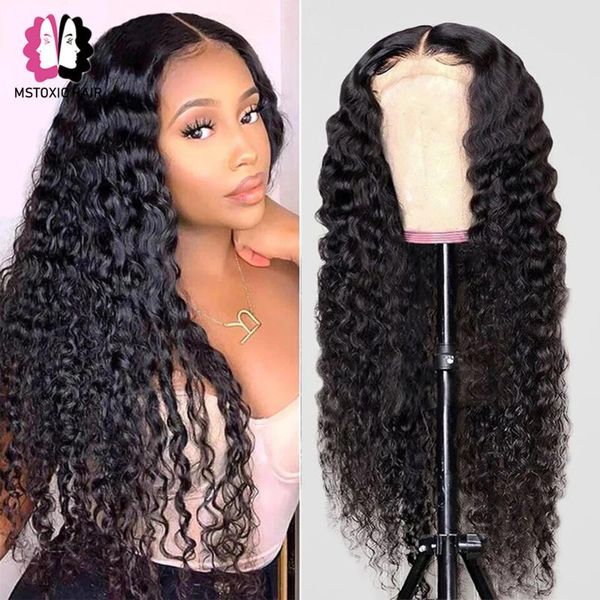 

lace wigs deep wave frontal wig hd 13x6 front pre plucked brazilian remy for women curly human hair 4x4 closure mstoxic, Black;brown