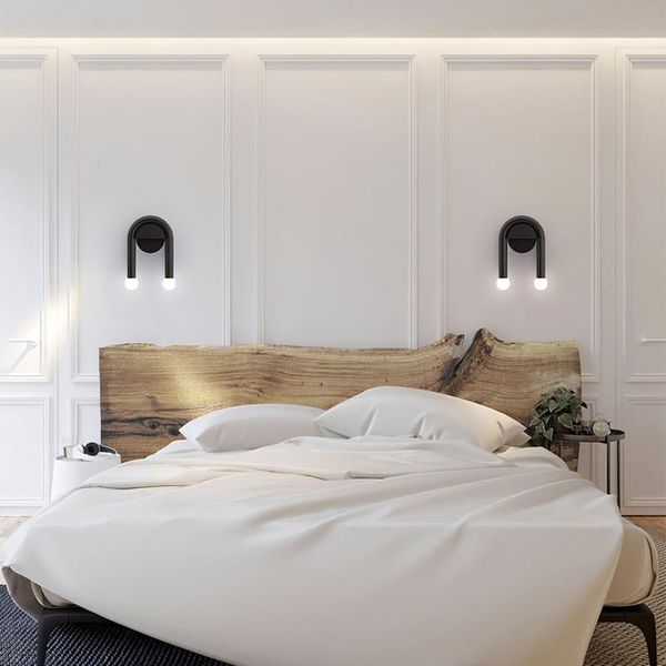 

wall lamp black with warm light double head reading sconces corridor nordic style for bedside stair