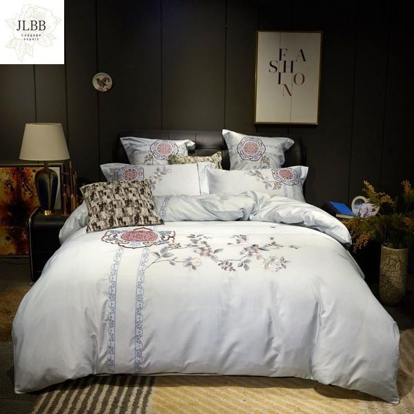 

bedding sets luxury chinese style embroidery egyptian cotton set  king double duvet cover bed linen pillowcases home textile