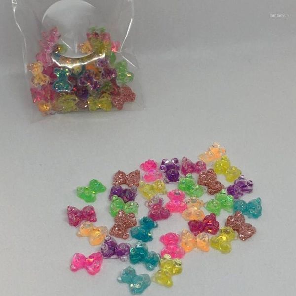 

50pcs 8x10mm teddy bear nail decoration 12 colors gummy flat back hard resin press on art 8mm x 10mm, animal art1, Silver;gold