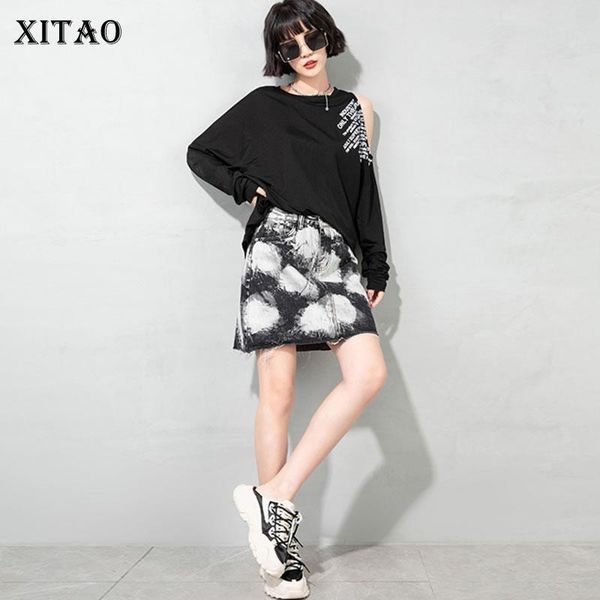 

off shoulder t shirt fashion pullover small fresh casual style 2021 summer solid color minority loose tee wld6443 women's t-shirt, White