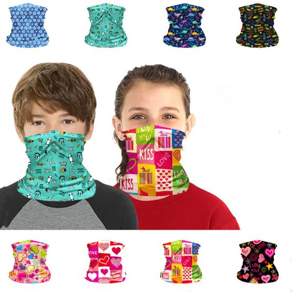 Çocuk Yüz Kalkanı Koruyucu Maske Bandana Tasarımlar Sürme Sihirli Eşarp Bandı Boyun Gaiter Türban Tasarımcı Maskeleri CGY91