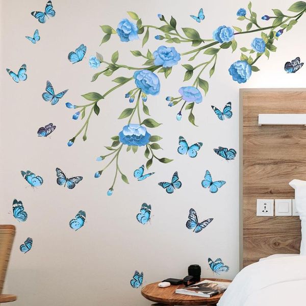 

wall stickers 1*set of sticker green plant butterfly decal nursery baby decor office background high quality