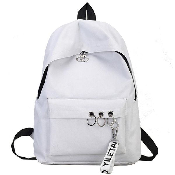 

backpack simple casual solid color female bag canvas college wind white