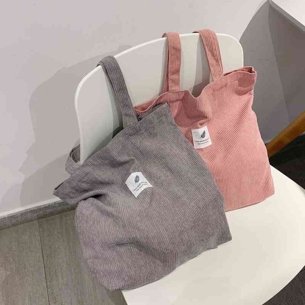 

2021 corduroy bag for women shopper female designer handbags environmental storage reusable girls small canvas shoulder tote