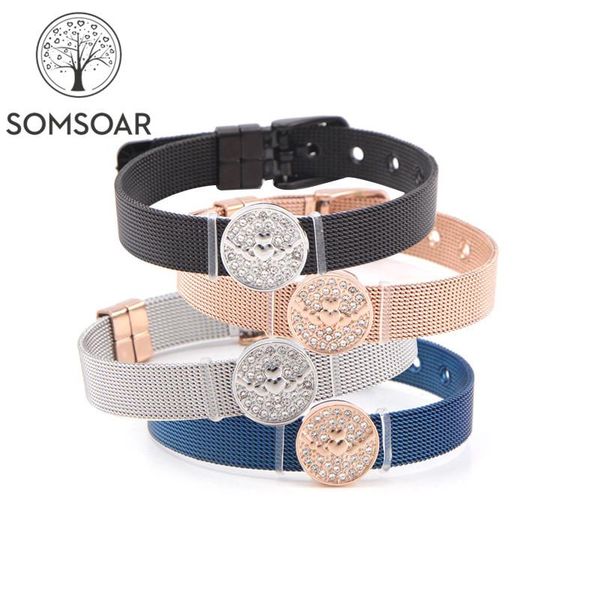 

tennis drop somsoar jewelry claddagh silde charm mesh bracelet set ireland design stainless steel bangle, Golden;silver