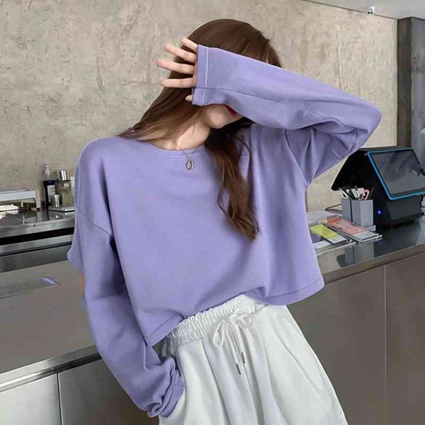 

fashion women tee shirt solid color long sleeve elbow hole hollow loose t shirt plus size 2xl female top, White