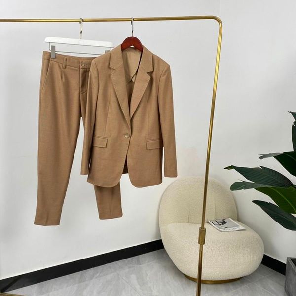 

women's two piece pants unique chinese designer fashion style 2021 autumn ol green brown blue slim blazer and pencial suit, White