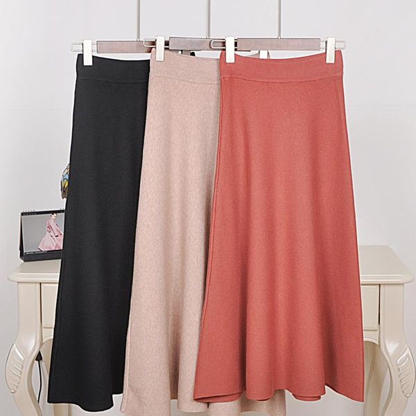

skirts 2021 knitted cotton skirt women's large swing long umbrella, Black