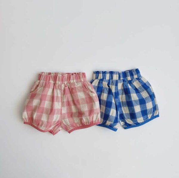 

boys girls 2 pcs set plaid shorts cotton summer soft fashion babys, Black