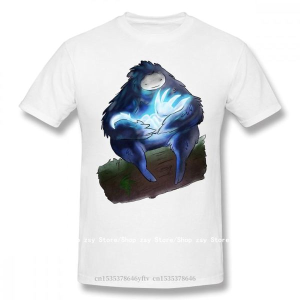 

men's t-shirts ori and the blind forest naru gumo kuro game for cool funny crewneck cotton 2021 t-shirt, White;black