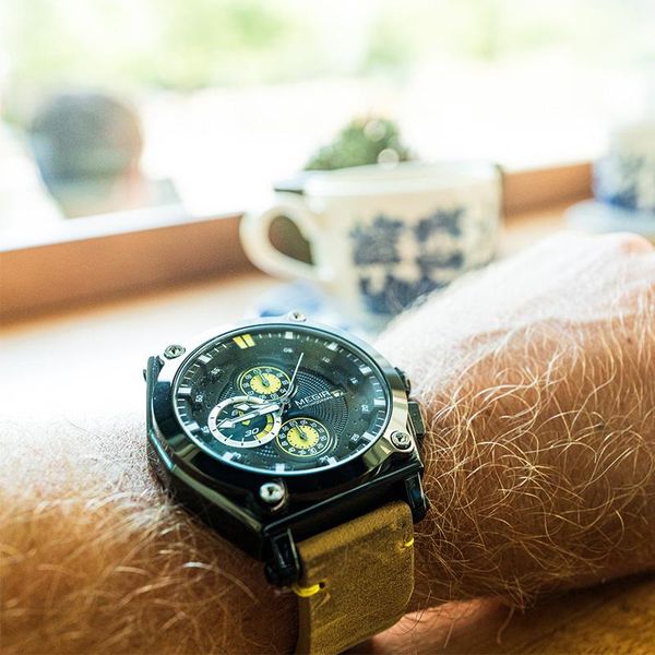 

wristwatches megir mens watches quartz gold watch men casual leather military waterproof sport wrist relogio masculino, Slivery;brown