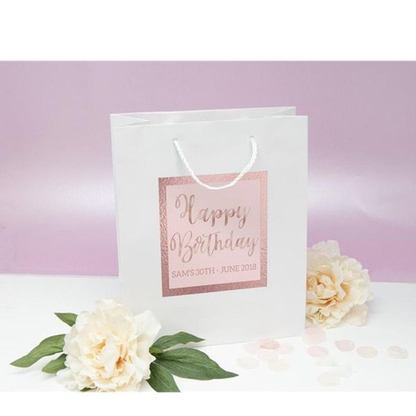 

gift wrap personalised happy birthday bag, diy party bag mother of the bride, favour bags