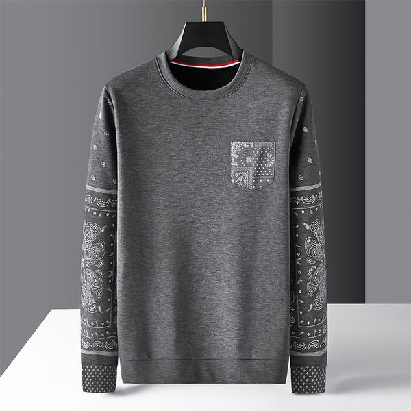 

trend embroidery simple fashion sweatshirt men's casual pullover sweater, Black