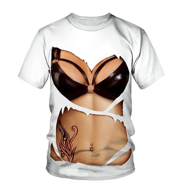 

women's t-shirt 3d bikini print women 2021 summer o neck short sleeve tees funny outfit style female clothes casual t-shirts, White