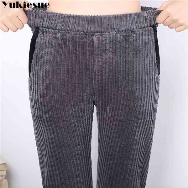 Mulheres de Outono Calças de Corduroy Pantalon Mujer Elastic Waist Calças Harem Plus Size 3XL Casual Calças Calças Skinny Calças 210519