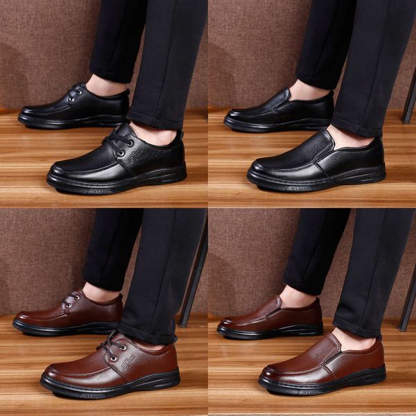 

Casual shoes 2021 spring and autumn new men's shoes British breathable leisure soft sole top working middle aged old ZV02 OP64 UH5D, Black
