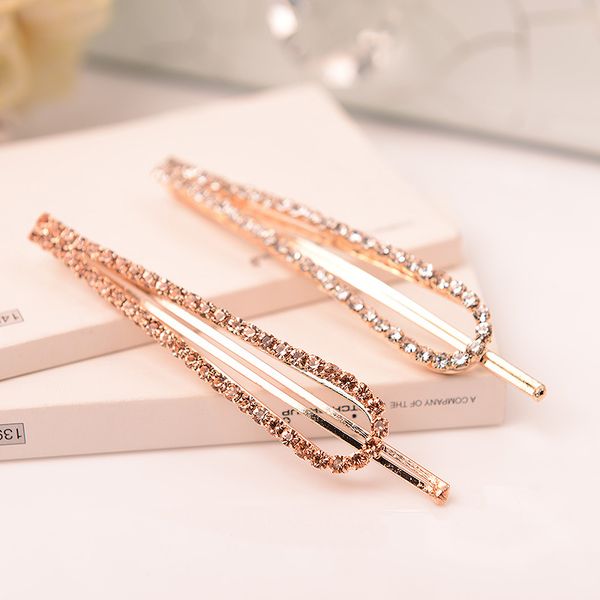 

shiny barrettes crystal hairclips hairpins for hair women geometirc accessories pins styling jewelry 7 colors, Golden;silver