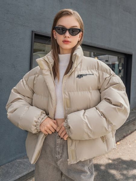 

coldbreak letter graphic funnel neck puffer coat r7ja#, Black
