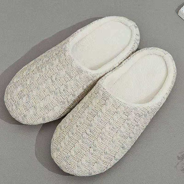 

winter slippers for women light weight warm soft womens memory foam knit slippers wear-resistant non slip home shoes size 44-45 h0827, Black