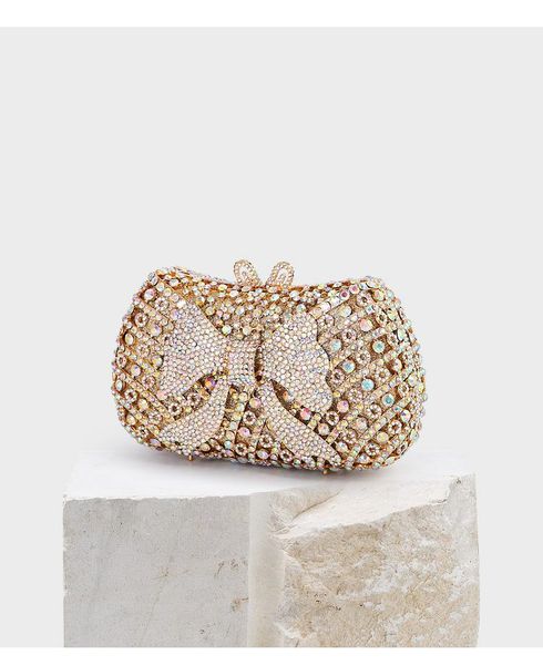

evening bags xiyuan lady gold color bow crystal diamond clutches women clutch bag bridal wedding bride handbag purse