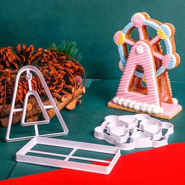 

baking moulds 3 pcs bakeware ferris wheel shaped cake tools plastic fondant biscuit mold mould cookie cutter kitchen gadgets