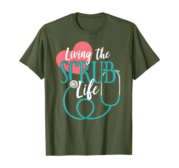 

living the scrub life - nurse t-shirt, White;black