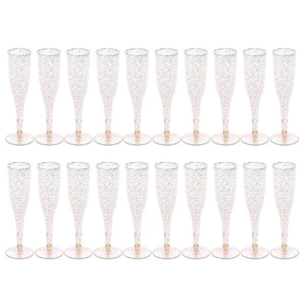 

disposable dinnerware 20pcs gold glitter plastic champagne flutes cups toasting glasses wedding party supplies