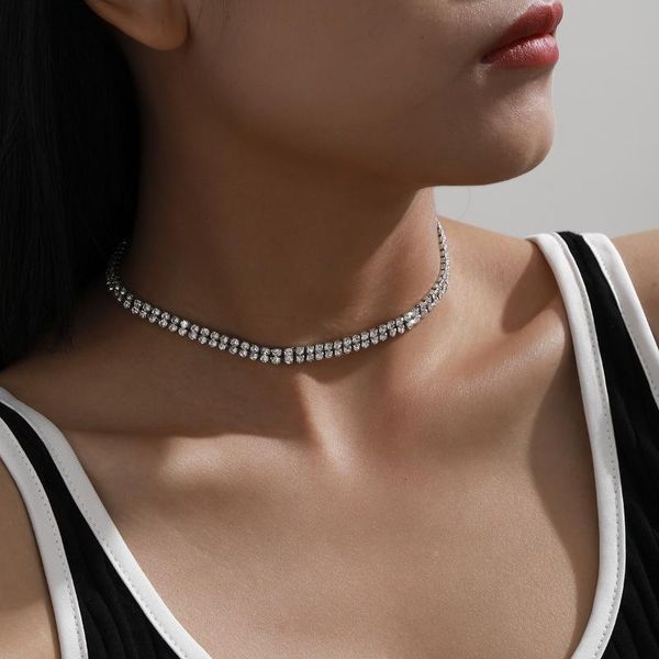 

chokers jewelry temperament fashion claw chain diamond necklace women's simple and fresh with diamonds, Golden;silver
