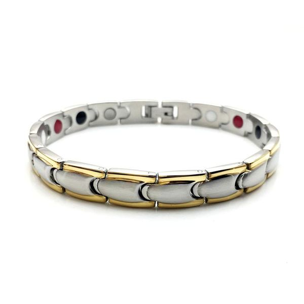 

link, chain 2021 selling gold color stainless steel bracelets for men women jewelry gift wholesale magnetic stone wrist armband, Black