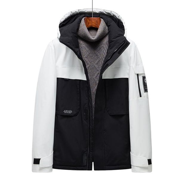 

men's down & parkas 2021 winter men jacket thick warm long section hooded collar windproof patchwork coat 90% duck size 4xl, Black
