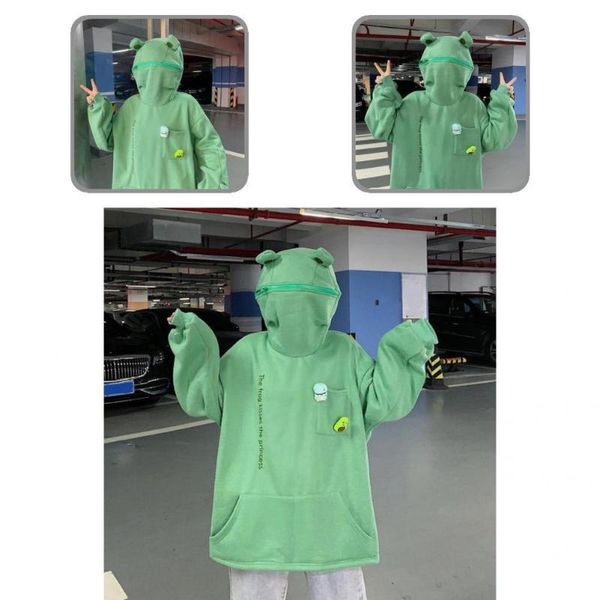 

men's hoodies & sweatshirts simple sweatshirt animal shape men women korean style plush hoodie lady pullover, Black