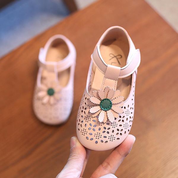 

baby fashion hollow kids flowers shoes children spring dresses leather toddler female for little girl 1 3 4 5 6 years flat, Black;grey