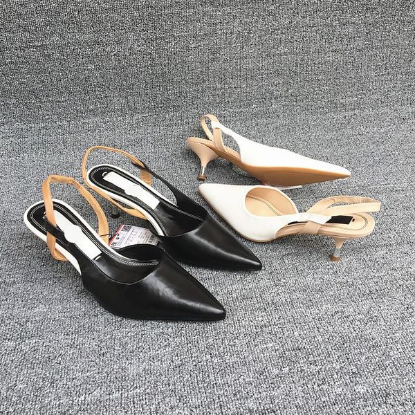

dress shoes pointed heel sandals 2021 women's ladies summer large size shallow mouth high big girls multicolored open fashion retr, Black