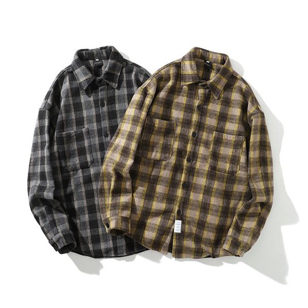 

men's casual shirts thick male shirt arrival spring and fall fashion loose plaid pocket male stripe korean style s131 g8zj, White;black