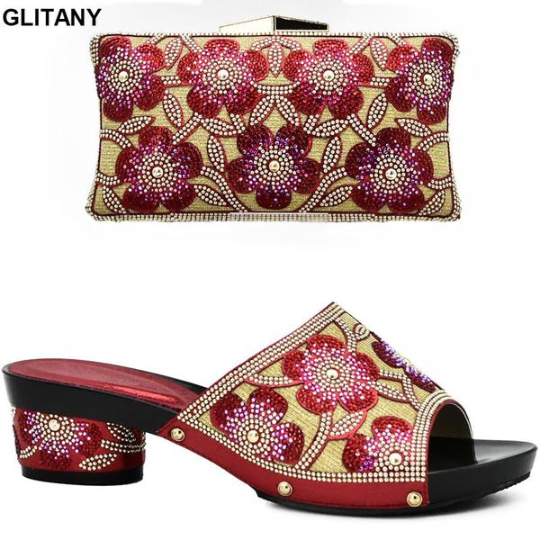 

dress shoes red color italian with matching bags nigerian and set decorated rhinestone african wedding, Black