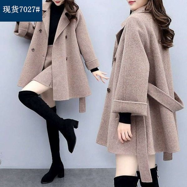 

autumn and winter small fragrance piece tweed jacket fashion short skirt woolen suit women's, Black;brown