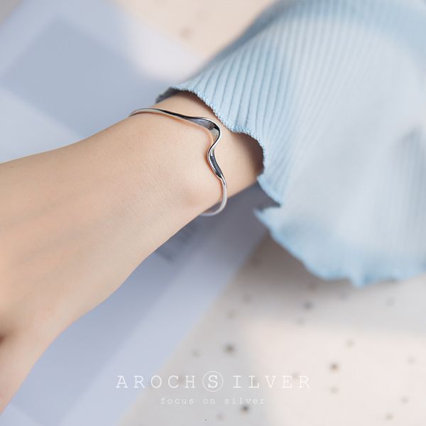 

silver bracelet women's simple s925 mobius twisted bracelet smooth wave bracelet jewelry s1551, Black