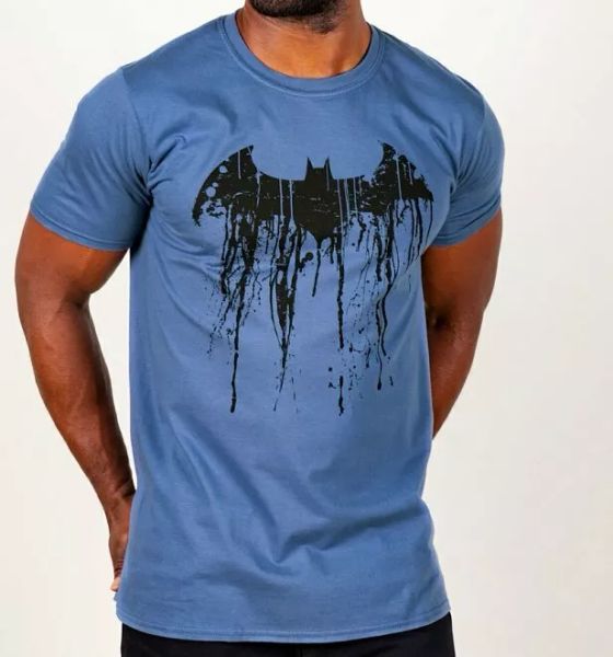 

Official Men's Blue Batman Graffiti Logo T-Shirt, White;black