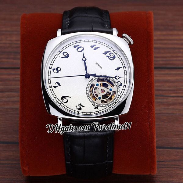 Historiques Tourbillon A21J Reloj automático para hombre Caja de acero de 40 mm Esfera blanca Marcadores de números negros Correa de cuero Relojes deportivos 4 estilos Puretime01 E151b2