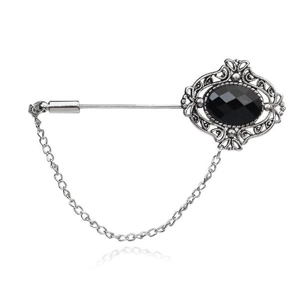

pins, brooches elegant lapel pin badge with chains brooch for suit tuxedo, Gray