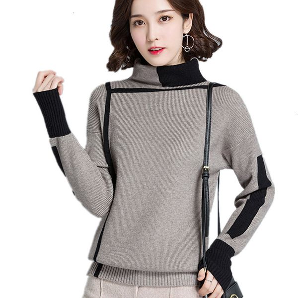 

women's sweaters geometric line design turtleneck pullover women autumn winter jumper pull femme hiver knitwear knitted sweater d15f, White;black