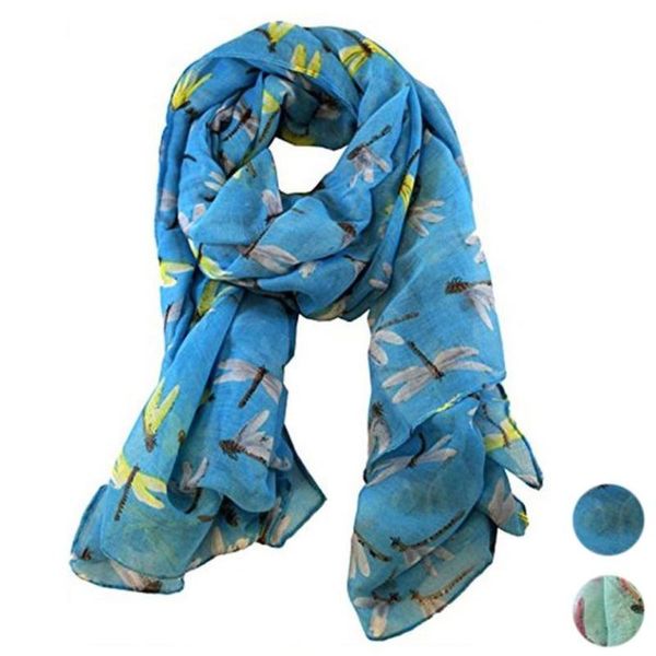 

scarves stylish bar elegant lady womens long cute dragonfly print scarf wraps shawl soft a good gift for lover family drop ship, Blue;gray