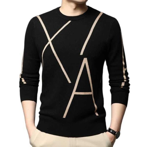 

fashion brand knit high end designer winter wool pullover black sweater for man cool autum casual jumper mens clothing 210929, White;black