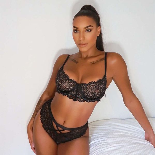

women's summer lace underwear bra women's sling suit, Red;black